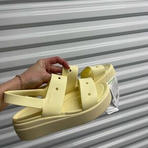 CROCS Light Yellow Platform Sandals